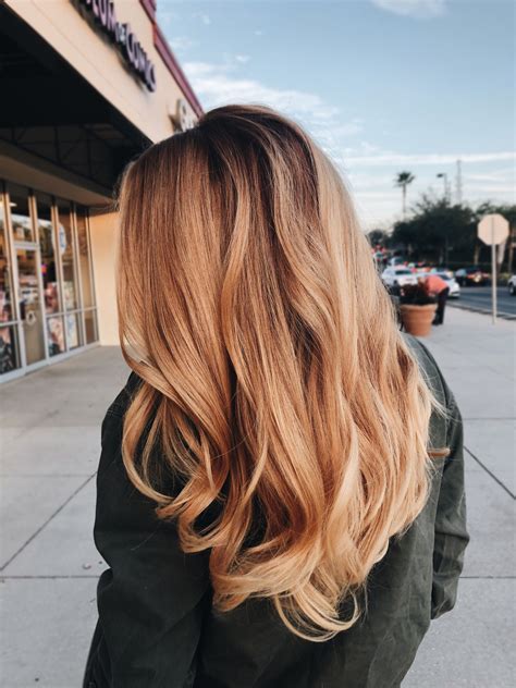 Strawberry Blonde Honey Blonde Balayage On Medium Length Hair With