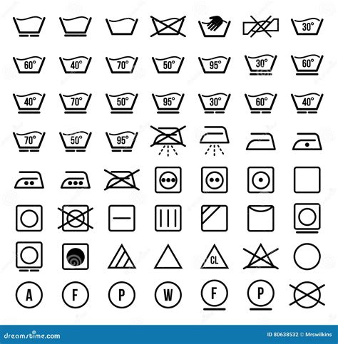 Laundry Symbols And Icons Set Vector Stock Vector Illustration Of