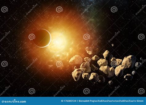 Planetas Ao Redor Do Sol No Sistema Solar Asteroides Nos Coloridos