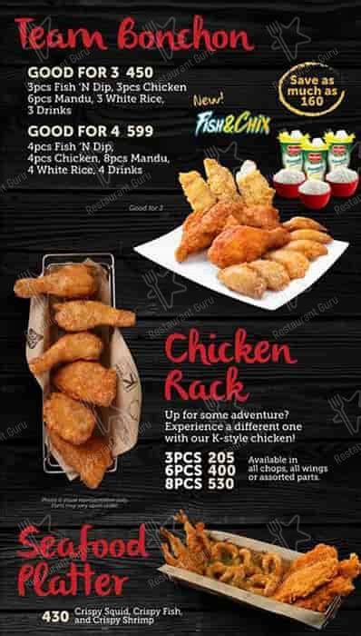 Menu At Bonchon Chicken Restaurant Quezon City 2nd Level