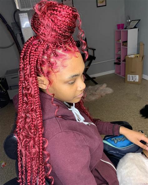 Red Knotless Box Braids