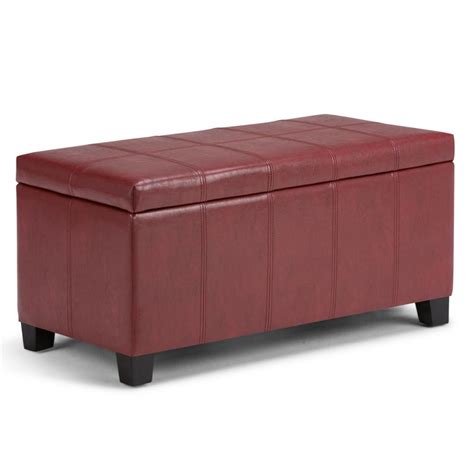 Simpli Home Dover Radicchio Red Storage Ottoman Bench Axcot 223 Rrd