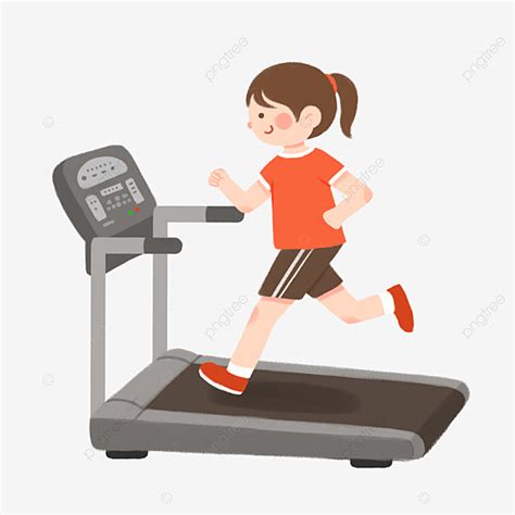 Girl Running On A Treadmill Running Fitness Weight Loss PNG