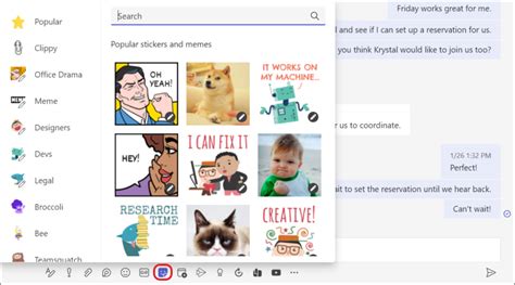 Send an emoji, GIF, or sticker in Teams