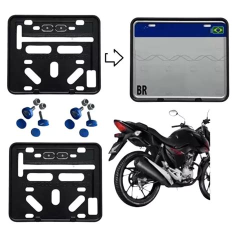 2 Suporte Placa Anti Quebra Moto Serve Na Comum E Mercosul