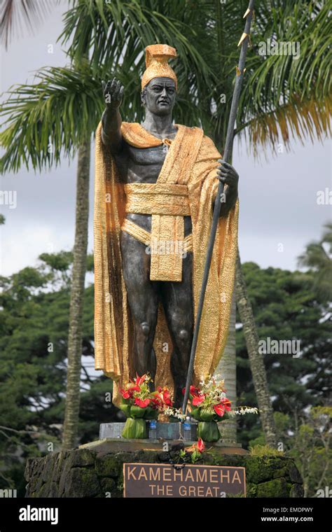 Hilo Hawaii Big Island King Kamehameha Die Große Statue Wailoa River