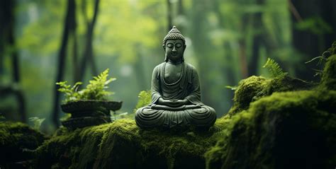 Buddha In A Green Mystical Background Stock Photo At Vecteezy