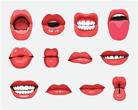 Set of mouth expressions facial gestures vector illustration 2383039 ...