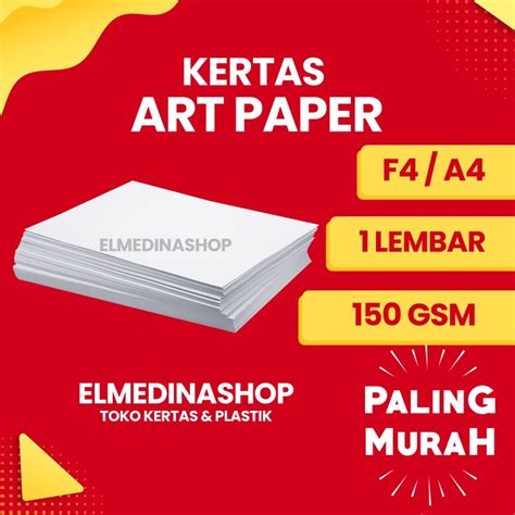 Jual 1 Lembar Kertas Art Paper 150 Gsm F4 And A4 Artpaper Glossy Dua 2