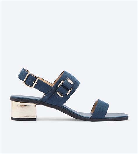 Buy Charles & Keith Chrome Block Heel Sandals Teal In Teal | 6thStreet UAE