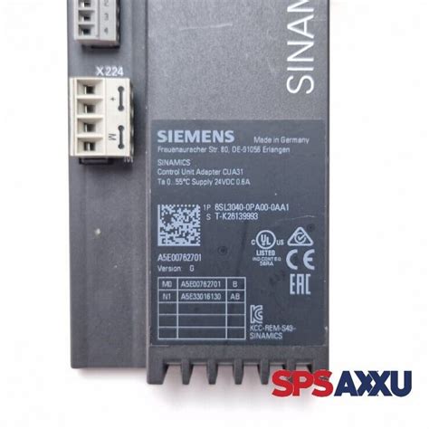 Siemens Sinamics Control Unit Adapter Cua Sl Pa Aa Version G