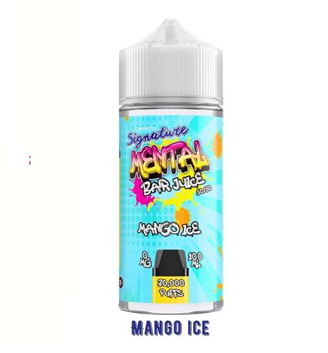 Mango Ice 100ml E Liquid Signature Mental Bar Juice Uk Vape Store E