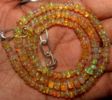 50 Crts Natural Ethiopian Welo Fire Opal Beads Necklace 1007