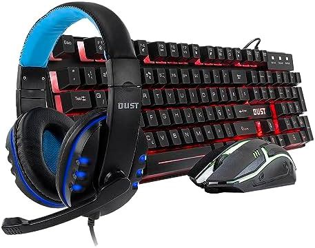 Kit Gamer Em Fone Teclado E Mouse Led Usb Da Dust Fone Azul