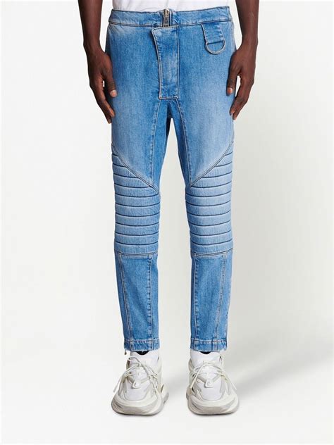 Balmain Low Rise Slim Cut Jeans Blue Farfetch