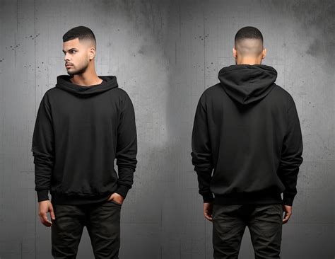 Premium Photo | Front and back view of a black hoodie mockup for design ...