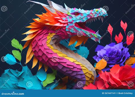 Colorful Paper Origami Craft Made Dragon Stock Illustration ...