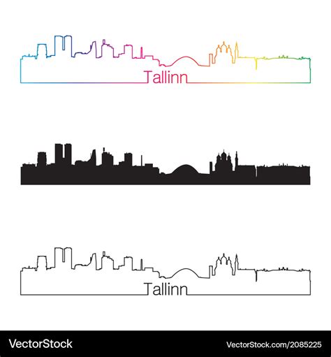 Tallinn skyline linear style with rainbow Vector Image