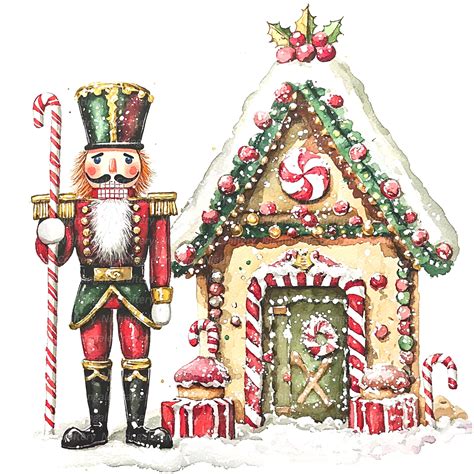 12 Christmas Nutcracker Clipart Gingerbread Printable Watercolor