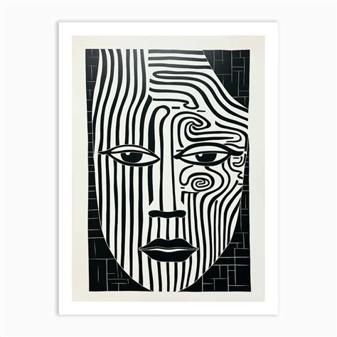 Geometric Linework Face Portrait 5 Art Print by Essence Lines - Fy