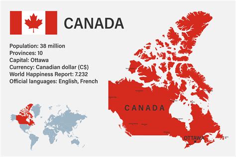 Muy Detallado Canad Mapa Con Bandera Capital Y Peque O Mapa De El