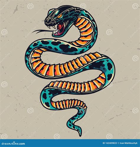 Poisonous Snake Colorful Tattoo Concept Stock Vector - Illustration of ...