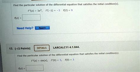 Solvedfind The Particular Solution Of The Differential Equation That Satisfies The Initial