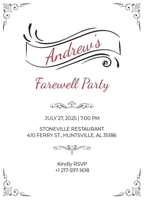 Free Farewell Invitation Template In Microsoft Word Doc