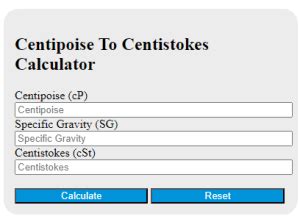 O Que É Centipoise - Centipoise To Centistokes Calculator - Calculator Academy