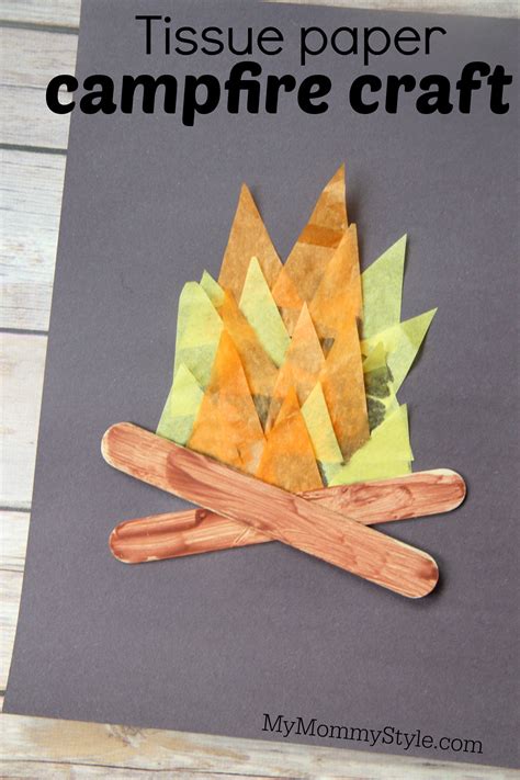 Tissue Paper Campfire Craft My Mommy Style Camping Crafts Preschool