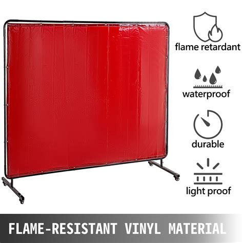 Welding Curtain Welding Screens 6 X 8 Flame Retardant Vinyl With Frame Red Vevor Us