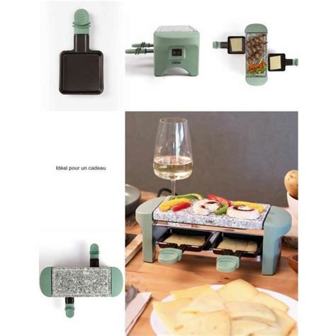 Livoo Appareil Raclette Personnes Vert Plateau En Granite Pieds