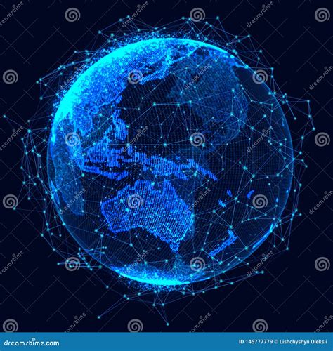 Concepto De La Red Global Punto Del Mapa Del Mundo Tierra Del Planeta