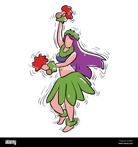 Hula Dancer Vector Illustration Isolated In White Background Stock