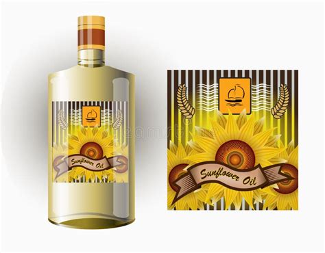 Etiqueta Para El Aceite De Girasol Refinado Con Un Jarro Ilustración