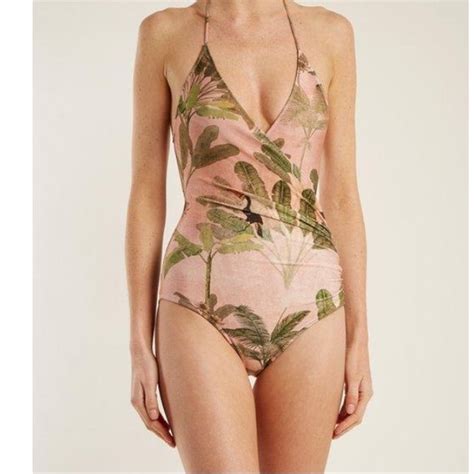 Adriana Degreas Swim Adriana Degreas Ruched Tucan Leaf Print Halter