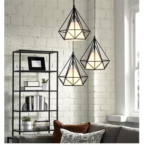 Idegu Pcs Lampe Suspension En Cage Diamant Lustre Plafonnier Luminaire