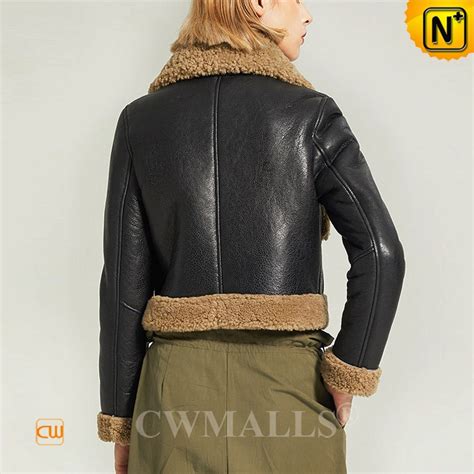 Cwmalls® Custom Womens Cropped Sheepskin Shearling Jacket Cw602036