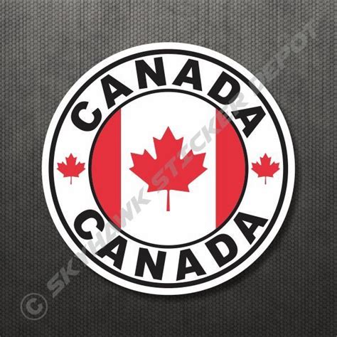 4" Canadian Circle Flag Decal Bumper Sticker Canada Maple Leaf Sticker ...