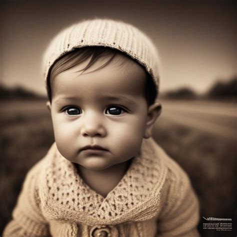 Ultrarealistic Vintage Cute Baby Photo Close Up Portrait Ambient Light