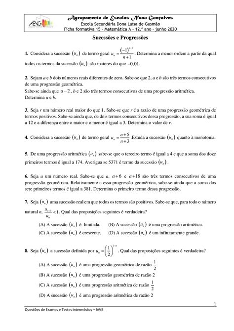 Ficha Formativa 13 Sucessões e Progressões revisões junho 2022 1