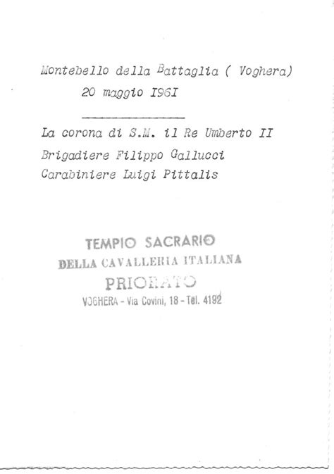 20 Maggio 1961 Celebrazioni A Montebello Della Battaglia Tempio