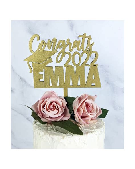 Class Of 2022 Cake Topper Gold Graduation Decorations Etsy