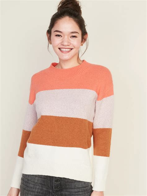 Cozy Color Block Bouclé Sweater For Women Old Navy Sweaters For