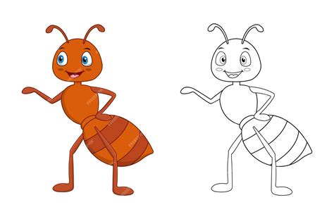 Desenho Das Formigas - Formiga feliz dos desenhos animados com arte de linha, cor de desenho ...