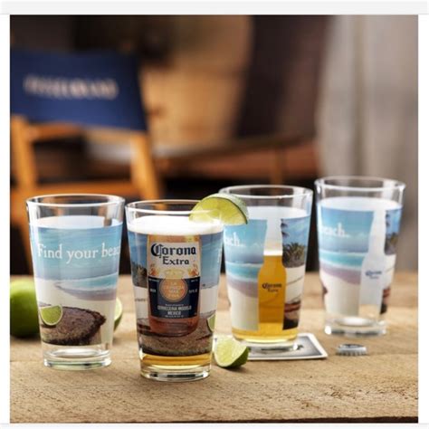 Corona Dining Corona Extra Find Your Beach 4pack Pint Glass Set