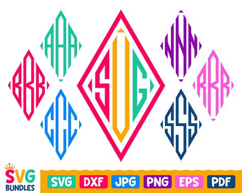 Diamond Monogram Svg Diamond Monogram Font Svg Diamond Font Svg Rhombus