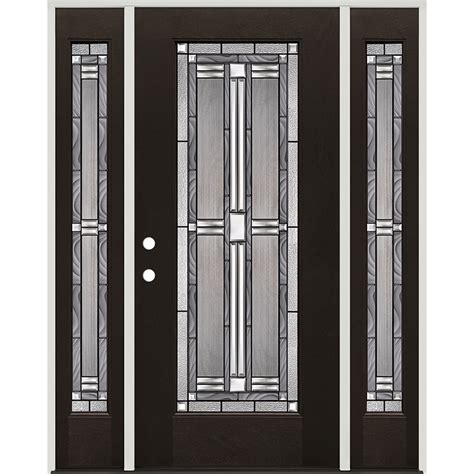 Full Lite Finished Fiberglass Prehung Door Unit With Sidelites 297