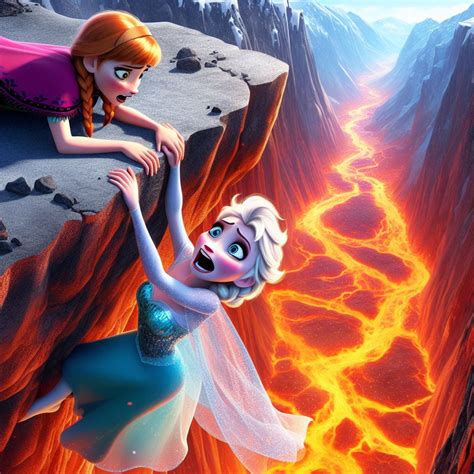 Anna Saving Elsa From Falling Off A Cliff In Lava By Jnsamuel On Deviantart