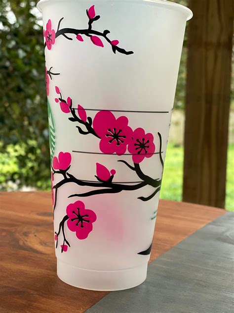 Japanese Cherry Blossom Starbucks Cold Cup 24oz Starbuck Etsy